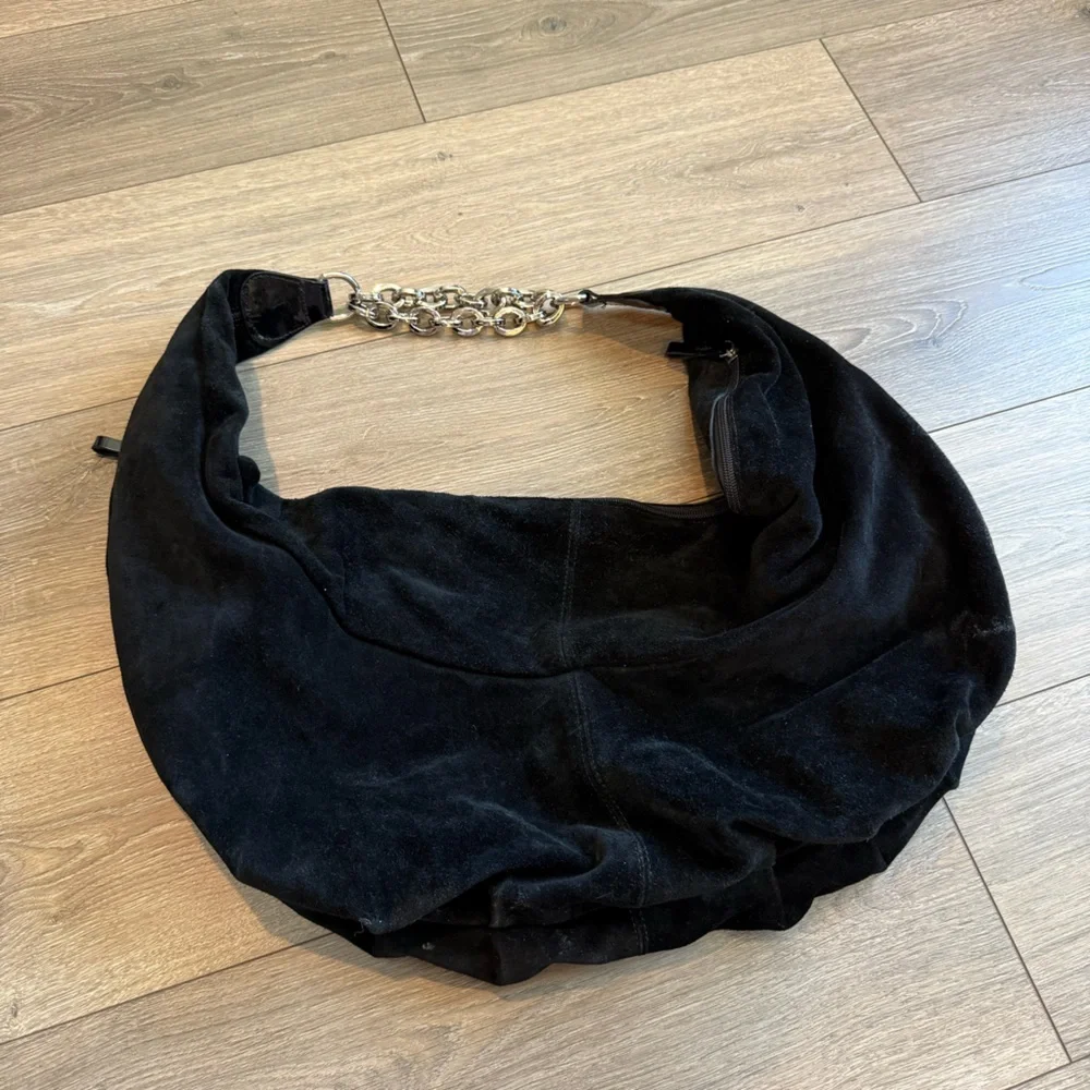 Le Solim Black Suede Hobo Bag
